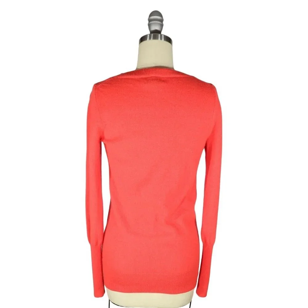 J CREW Collection XS Vibrant Pink Italian Cashmere V Neck Pullover Sweater - Picture 3 of 4